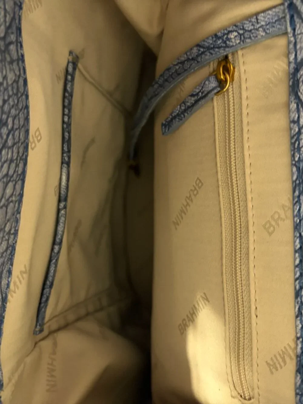Brahmin Maddie Sling Backpack with Croc-Embossed Denim Leather Finish